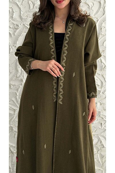 AYA MW2053 - Indian Linen Abaya, Henk Cut, Hand Embroidery