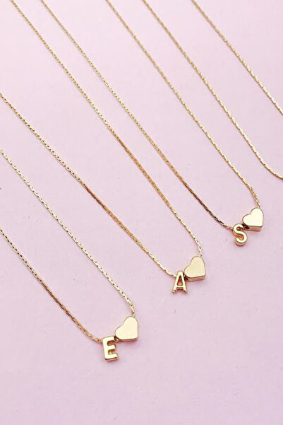 M Miel Kadın Kalpli Harf Kolye