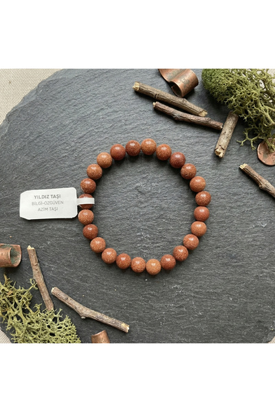 SWEATEE 100% Natural Brown Star Stone Bracelet - Confidence, Tenacity, and Kn...