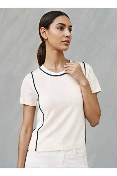 Iconic تي شيرت مضلع مع حواف متباينة