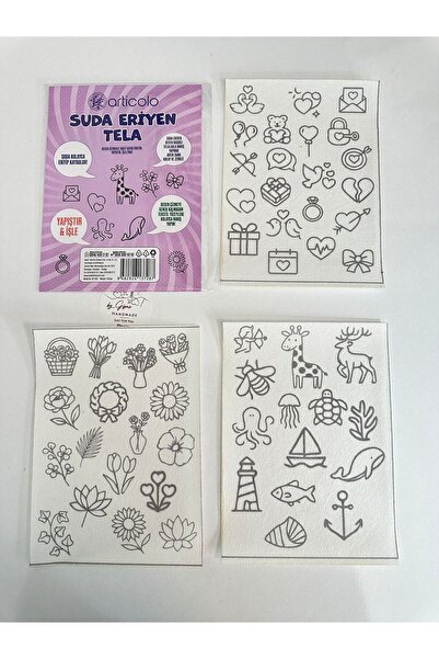 BYGİZMO Suda Eriyebilen Kumaş Tela Nakış Ve Dikişe Uygun / 1 Pakette 3 Sayfa ...