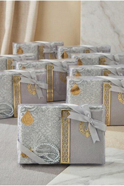 kefilhac Hediyelik Bohçalık Seccade Kadife Yasin İnci Tesbih Seti 10 Adet Mev...