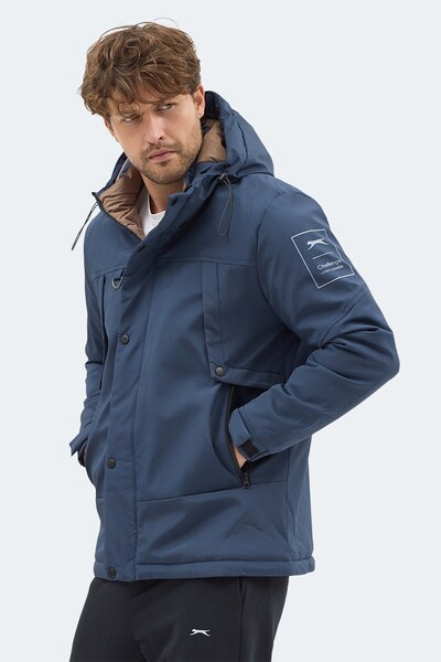 Slazenger Hooded Navy Blue Winter Coat Water Resistant Men's Coat Stylish and...