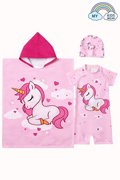 My Kids Wear Girl's Sea Combo Set of 3 – Swimsuit, Towel and Cap 12584