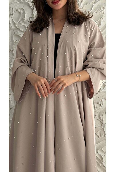 AYA MW2064 - عبايه كريب دبل كلوش مع اضافة اللولو