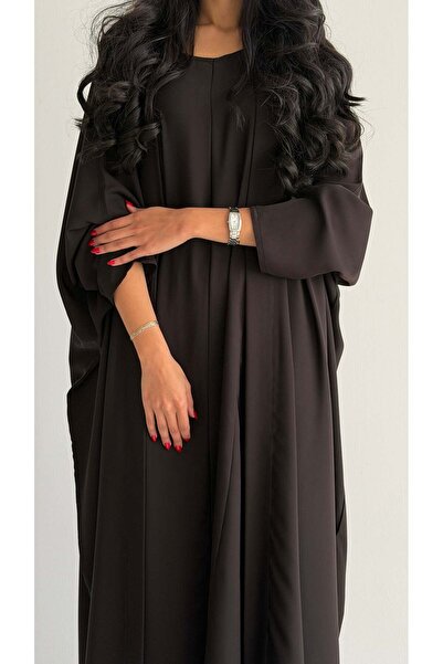 AYA MW2077 - عباية كريب حرير قصه بشت مع اضافة فستان داخلي