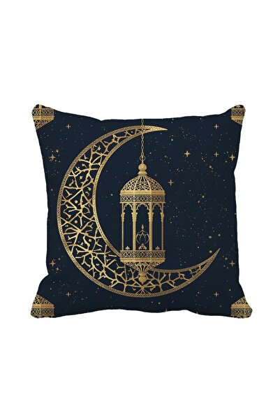 Queen Jera Ramadan Themed Golden Crescent Lantern Pattern Throw Pillow Cover ...