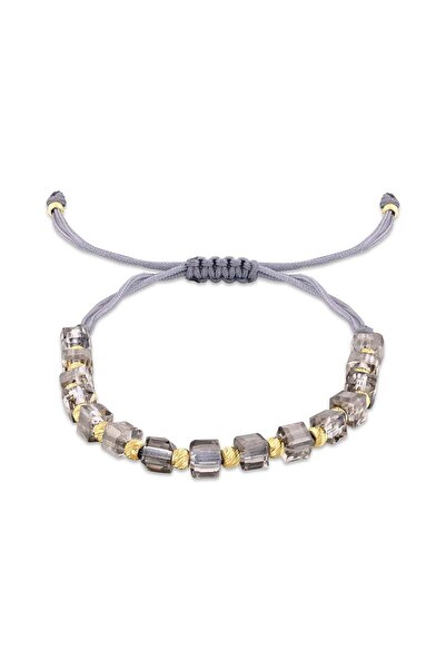 Jelena Petra 14 Ayar Altın Dorika İpli Bileklik – Kristal Gri