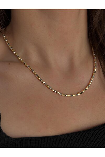 Luseda سلسلة خرز VIP بلونين ذهبي وفضي قابلة للتعديل بطول 47+5 سم للنساء