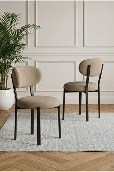 DEREN HOME Pufys Serisi 1 Adet Mutfak Salon Sandalyesi Baby Face Kumaş Siline...