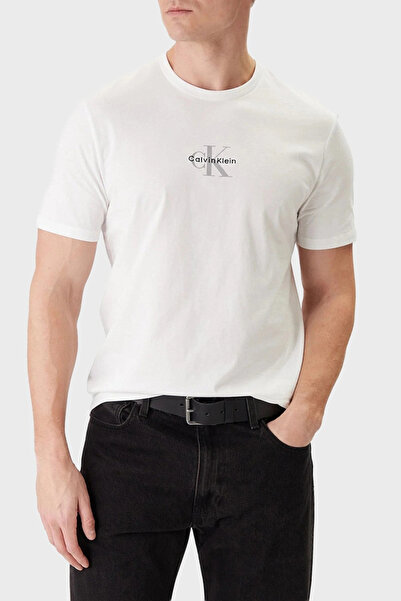 Calvin Klein Erkek CK Yazı Detay Kısa Kol Bisiklet Yaka Beyaz T-Shirt LV04RB8...