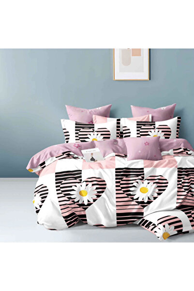 CumparaMisim Double bed linen, Finet, 6 pieces, White, Pink, hearts