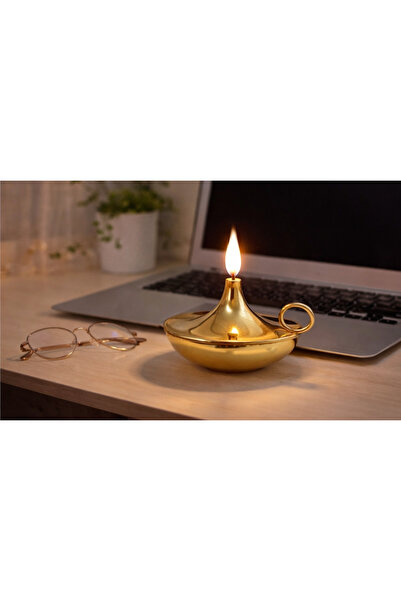 BASEL MAİSON Gold LED Dekoratif Mum Pilli Nostaljik Ev Ofis Aksesuar