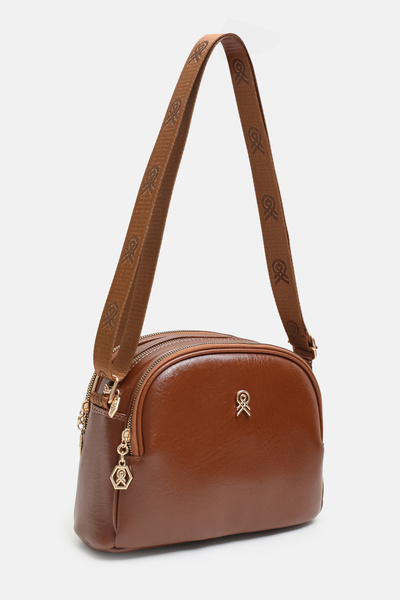 MASLANBAGS Women's Tan 3-Compartment Quality Lined Daily Crossbody and Should...