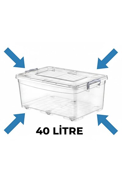 KIZILELMADA Tekerlekli 40 LT Saklama Kabı (Şeffaf)