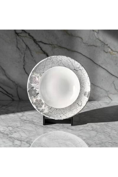 Külsan Cream White Pasta and Salad Plate Set 26 Cm, Thermoset Melamine