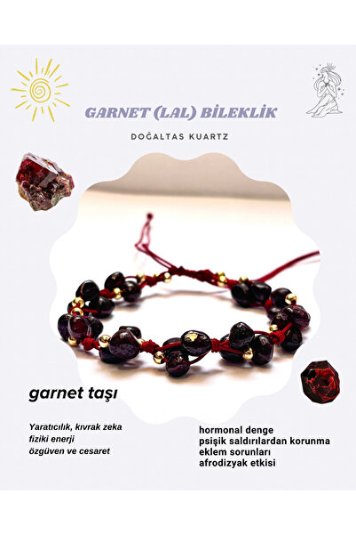 kuartz Garnet (Lal) Braided Natural Stone Bracelet. Certified Original