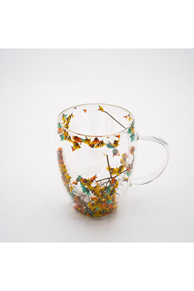 Moon House Cană de sticlă cu flori uscate de toamnă 350ml