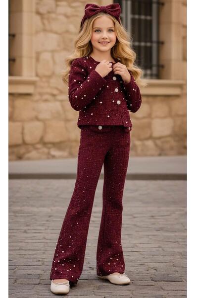 Riccotarz Girl's Pearl Embroidered Jacket with Pocket Detail, Knitwear with P...