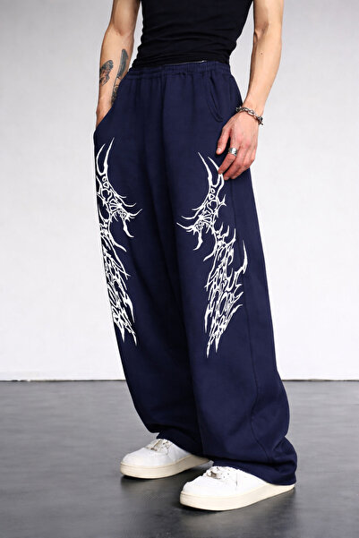 COMANCHERO Unisex Gothic Printed Baggy Cut Wide Leg Sweatpants