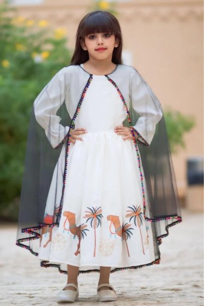 Abaya-AB فستان بناتي يوم التأسيس يجي مع العقال نفس الصوره