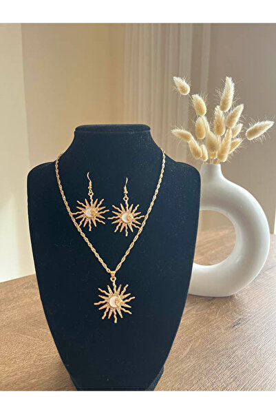 Büyük Hanım Sun Motif Style Necklace Earring Set