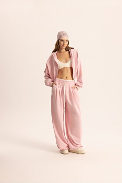 MAI STUDIOS CO. Set de trening Olin cu glugă roz și detaliu în talie