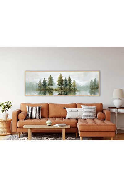 woodhomeworks Tek Parça Gerçek Ahşap Yatay Panorama Çerçeveli Tablo