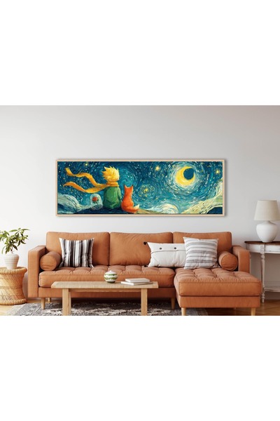 woodhomeworks Tek Parça Gerçek Ahşap Yatay Panorama Çerçeveli Tablo küçük prens