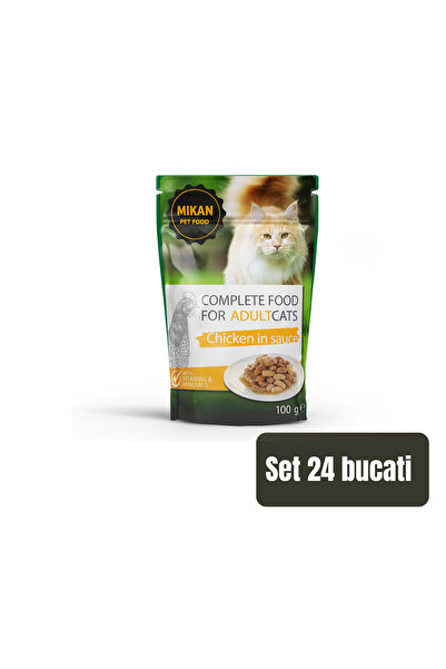 Mikan SET 24 BUCĂȚI - Hrană gourmet cu pui și pisici la pungă 100g