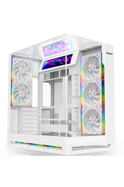 majesty FALCON X Mid-Tower PC Case | 8 ARGB Fans | 2.9" Monitor | ATX | Type-...