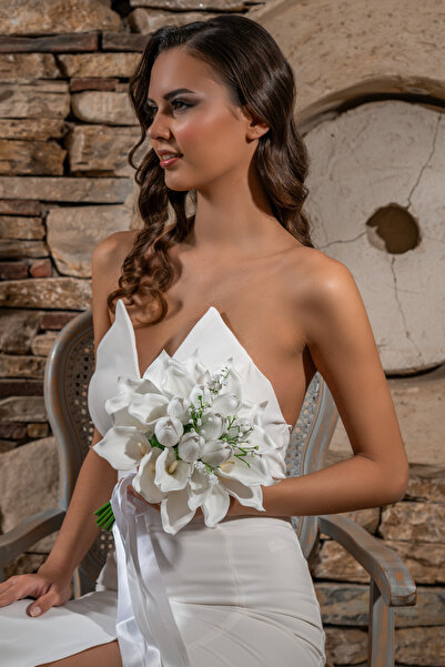 Simay Aksesuar Lale ve Gala Çiçekli El Buketi,Islak Lale El Buketi,Dış Çekim ...