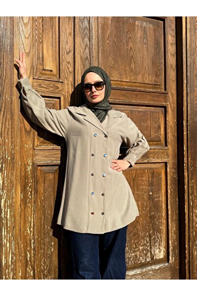 vikitekno Women's Premium Quality Double-Breasted Tunic