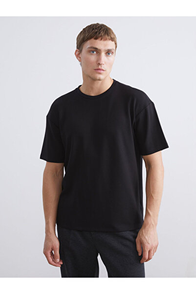 aksesuarista.co Erkek Siyah Bisiklet Yaka Modal Kumaş Basic Erkek T-Shirt