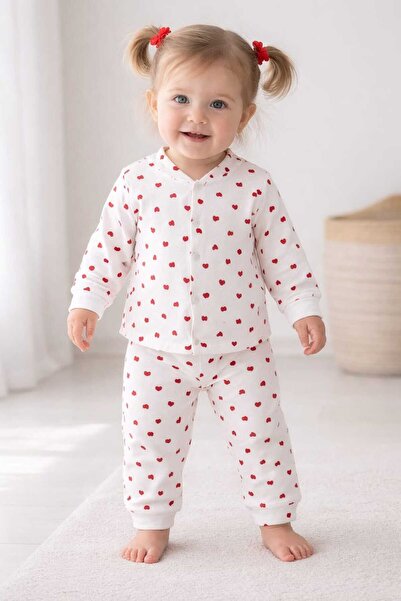 neocotton Kalpli Pamuklu Önden Çıtçıtlı Bebek Pijama Takımı
