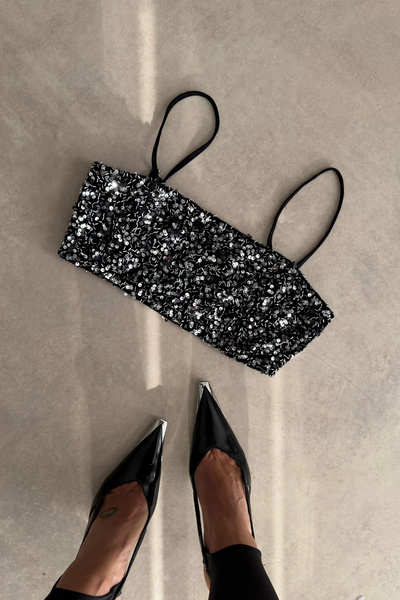 Purple by Banu Silver Sequined Crop