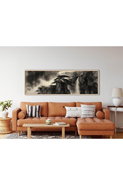 woodhomeworks Tek Parça Gerçek Ahşap Yatay Panorama Çerçeveli Tablo