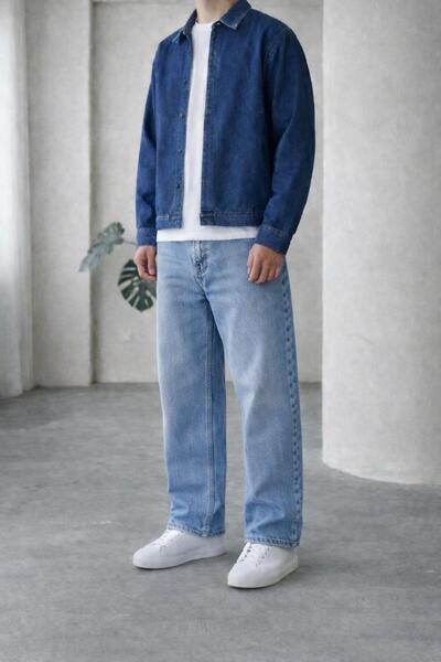 Bürke Мъжки сини широки дънки с широка кройка