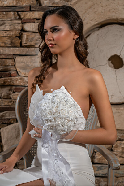 Simay Aksesuar İNCİLİ EL BUKETİ, GELİN EL ÇİÇEĞİ,GELİN BUKETİ