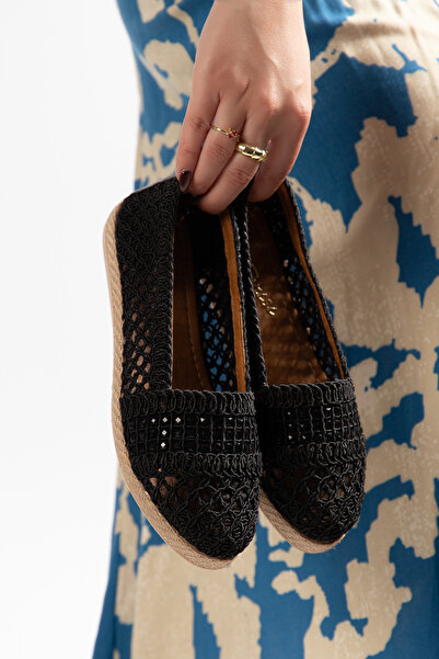 SU PERİSİ Lynfashoes Women's Knitwear Ballet Flats Stone-Embellished Comforta...