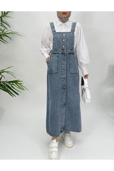 silanbutikco Dügmeli kot Salopet tulum