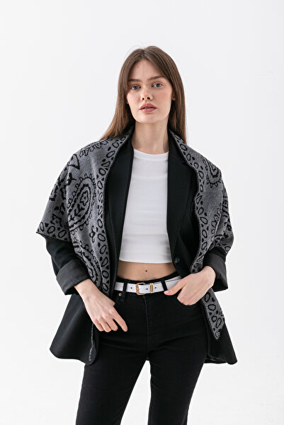 Wega Moda Women's Triangle Patterned Reversible Knit Shawl