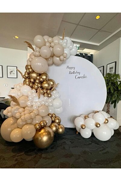 Çemrek Süs Parti Sea Sand Gold Chrome White Balloon Chain Set of 100