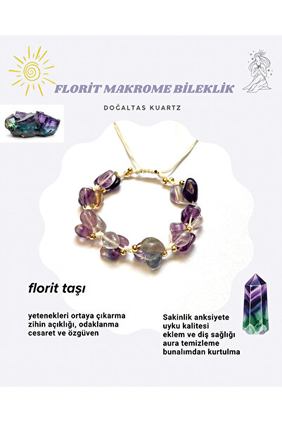 kuartz Fluorite Stone Knit Bracelet. Certified Original Natural Stone