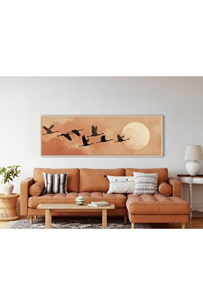 woodhomeworks Tek Parça Gerçek Ahşap Yatay Panorama Çerçeveli Tablo