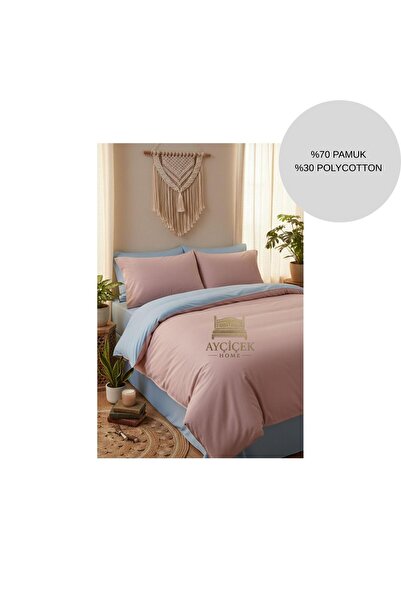 ayçiçek home Double Bedding Set 160/200 Fitted Sheet 200/220 Quilt Size 4 Pie...