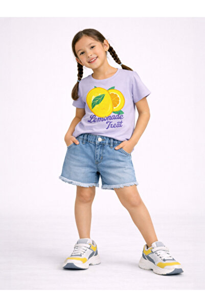 Victor and Jane تيشيرت بناتي مزين برسومات ليمونادة (لافندر - قصة مريحة)