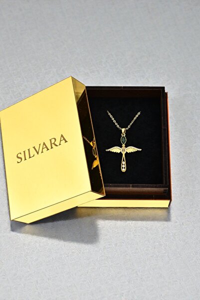 SILVARA ZÜMRÜD YEŞİLİ KOLYE 18 AYAR ALTIN KAPLAMA