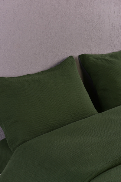 Setekshome Set cuvertură dublă din muselină cu 4 straturi, verde smarald