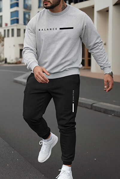 ZAVIXO Ανδρικό φούτερ με στάμπα - σετ 2 τεμαχίων φούτερ και παντελόνι φόρμας,...